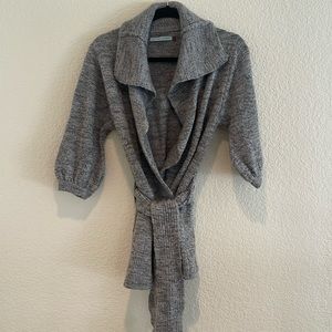 Lily McNeal Marled Merino Wool Belted Sweater - Gray